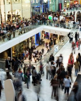 Crowded shopping mall